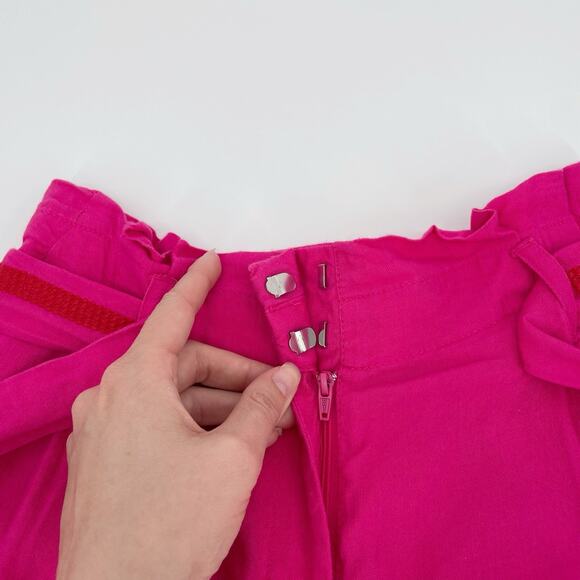 Loft Linen XS Embroidered Shorts Pockets High Rise Paperbag Summer Resort Beach - Picture 6 of 8